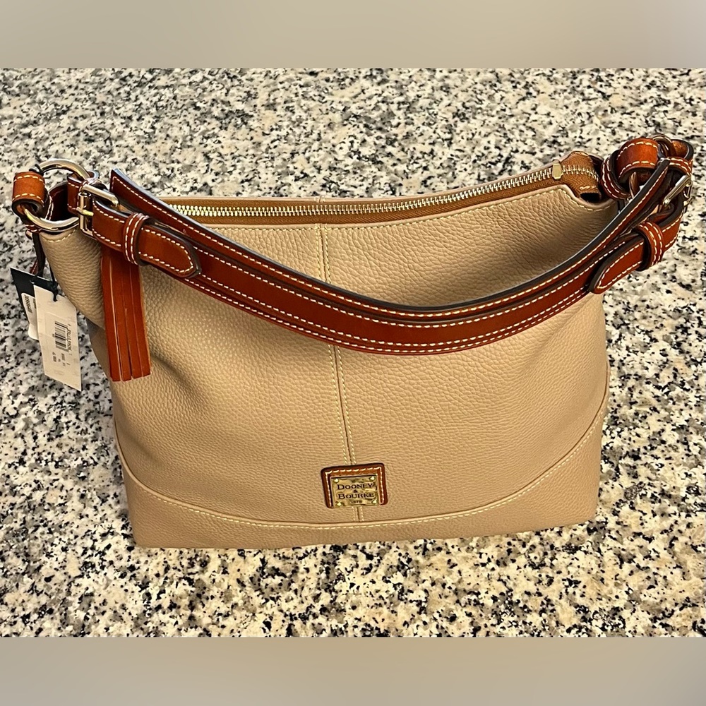 DOONEY & BOURKE SOPHIE HOBO Pebbled Leather Mushroom Shoulder Bag.
